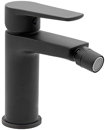 Miscelatore per bidet bagno monocomando, nero opaco in ottone, con piletta di scarico nero opaco, serie ERIKA