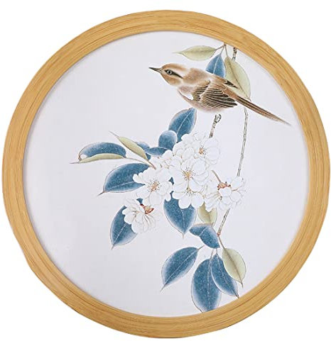 Levoberg Bilderrahmen rund Durchmesser 35cm, Wall Art Fotorahmen rund aus Bambus für Schlafzimmer Wohnzimmer Wand Fotorahmen Wanddekoration