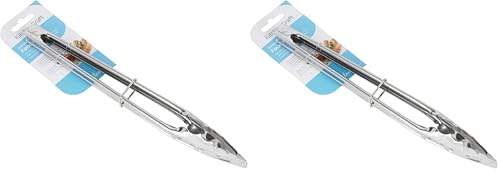 KitchenCraft KCTONGS30 Medium Kitchen Tongs, Stainless Steel, 30cm, Silver (Pack of 2)