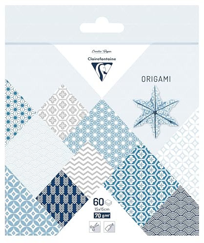 Clairefontaine 95637C - Packung mit 16 Bogen Origamipapier 70g/m2, 15x15cm, Winter, 1 Pack