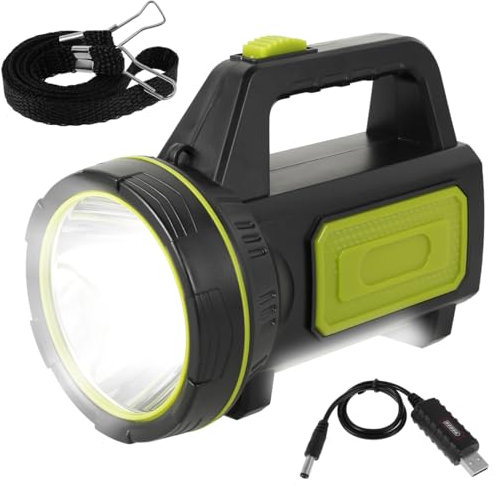 Fyeme Torcia LED Torcia ricaricabile USB 2 modalità Impermeabile IP65 con torcia a luce laterale Portatile per campeggio Escursionismo all'aperto