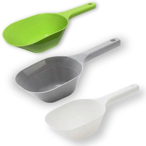 BueRallan 3PCS Dog Food Scoop, 1 Cup Plastic Pet Food Scoop With Measuring Lines for Dogs Cats Birds and Rabbits (Green White Black)