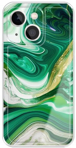 Berkin Arts Compatible with iPhone 13 Mini Case Clear TPU Cover Green Marble Design Geometric Artistic Colorful Expressive