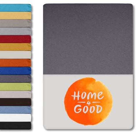 home4good Spannbettlaken 90x200cm – Jersey-Spannbetttuch aus 100 % Baumwolle – Oeko-TEX 100 Zertifiziert – bügelfrei, elastisch & atmungsaktiv – für 15–25 cm Matratzenhöhe - Grau