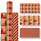 Zindoo Geschenkpapier Weihnachten, 3 Rolle 43x300cm Natural Kraft Weihnachtsbaum, Elch, klassische Streifen und Gingham-Muster, Geschenke zur Geburtstag, Muttertag, Valentinstag zu Verpacken