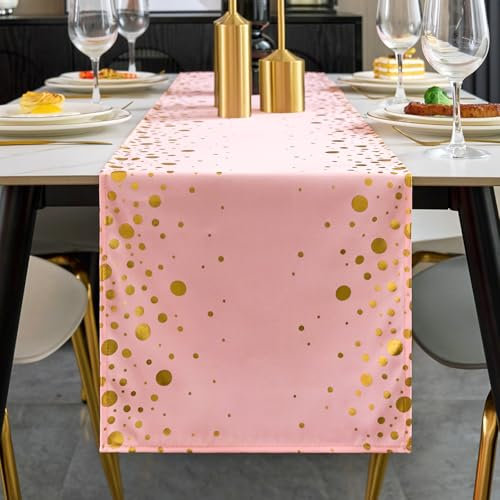 Chemin de Table Rose et Doré Chemin de Table à Paillettes 30 x 140 cm Décorations de Table Roses pour Evénement Fête Mariage Fête d'anniversaire Noël