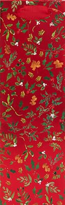 Glick Xmas Bottle Gift Bag Holly Foliage - Traditional Luxury Illustrated Christmas