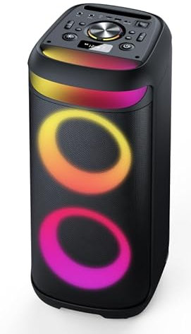 Karaoke Machine with 2 Wireless Microphone for Adults, Portable Bluetooth Party Speaker, 400W Peak Power PA System with LED Disco Light, 6.5'' Speaker Big Sound, 5400mAh Battery Indoor Outdoor