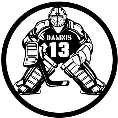 Personalisiert Wandtattoo Eishockey mit Name und Nummer Wandaufkleber Wandsticker für Kinderzimmer Wohnzimmer Schlafzimmer Wanddeko,Geschenk für Kinder Junge Teenager Männer