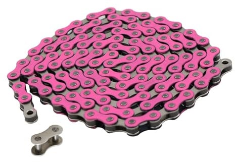 WEERAS Fahrradkette, 116 Glieder, 1/2 x 1/8 Zoll, Stahl Single Speed mit Magic Schnalle, für Fixed Gear Bikes, Pendlerfahrräder, MTB (Rosa)