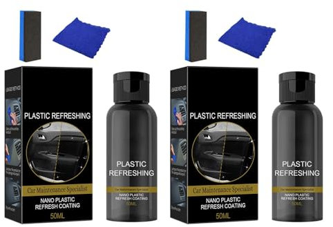 2 pièces de 50 ml de peinture de réparation en plastique pour voiture Moyen Propre Intérieur Proofing & Brillance Fix Éclaircissement Maintien Panneau d'instrument Tmw576 (noir, taille unique)