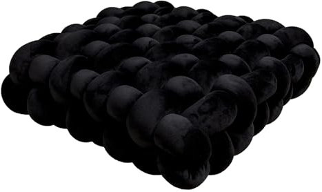PromCaeruyn Knotenkissen Quadratisches Knotenkissen Kuschelkissen Dekokissen für Büro Schlafzimmer Wohnzimmer Wohnheim Auto Knoten Handgemachtes Kissen Bodenkissen(Black,40 * 40 * 12cm)