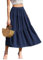 Zeagoo Maxirock Damen Sommer Flowy Lang Rock mit Taschen Elastic Hohe Taille Stufenrock Elegant Freizeitrock Langer Navy Blau XXL
