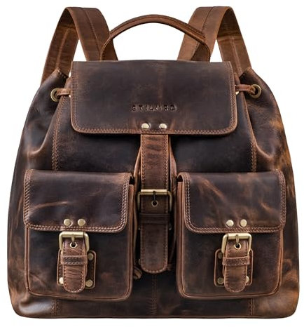 STILORD 'Larissa' Großer Echt Leder Rucksack im Vintage Look - Stilsicher Unterwegs Sein, Farbe:soria - braun