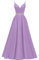 HUINI Abendkleider Lang Satin A-Linie Ballkleid Brautkleid Prinzessin Cocktailkleid V-Ausschnitt Partykleid Festkleider Flieder 40