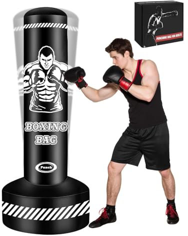 Sac de frappe pour adultes, 180 cm, sac de frappe gonflable lourd avec support, sacs de kickboxing pour MMA, Muay Thai, fitness, femmes et hommes, équipement d'entraînement