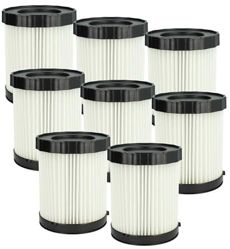 vhbw 8x Filtro plisado compatible con Bosch 0 601 9C6 302, 3 601 JC6 300, 0 601 9C6 300, GAS 18V-10 L aspiradora - blanco