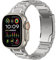 MoKo Titanium Armband Kompatibel mit Apple Watch Ultra 2/Ultra 49mm, S10 46mm,9/8/7 45mm,SE2/SE/6/5/4 44mm, 3/2/1 42mm, Business Metall Ersatz Uhrenarmband für Herren mit Faltschließe, Silber