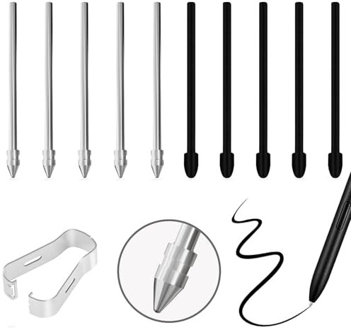 Pen Tips Replacement for Kindle Scribe Pen 10PCS, Nibs Compatible with Premium Remarkable 1/2 Plus Digital 4096 Levels with Folder(No Worn Out 5 Titanium Nibs and 5 Felt Tips)