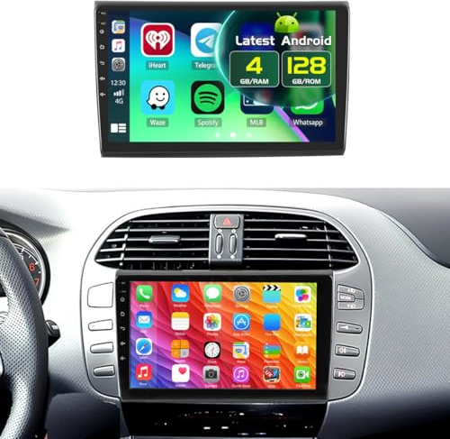 4+128GB Android 15 Radio para FIAT Bravo 2008-2013 Wireless Carplay Android Auto Pantalla Táctil 9 Pulgadas 2 DIN Autoradio con GPS Bluetooth5.0 FM/RDS 32EQ DSP SWC + Cámara Trasera