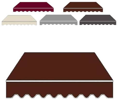 Ersatzstoff für Markise, strapazierfähiger Sonnenschutz mit Volant, Exble Markisen-Ersatzmaterial (Kaffee, 200 x 150 cm)