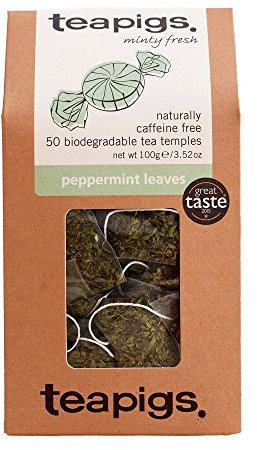 teapigs Whole Leaf Peppermint Tea Bags - Caffeine-Free Herbal Infusion for Digestion & Freshness - Biodegradable Tea Temples, Sustainably Sourced - 50 Teabags (1 Pack)