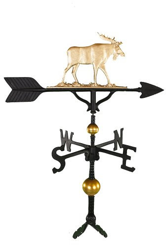 Montague Metal Products Wetterfahne mit goldfarbenem Elch, 81 cm