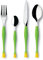 E-My Stunning 4 Piece Stainless Steel Cutlery Set Gift Boxed, Dishwasher Safe with Plastic Handles (Yellow Lily)