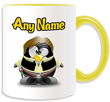 UNIGIFT Personalisierbares Geschenk – Han Solo Tasse (Pinguin-Film-Charakter-Design, Farboptionen) – beliebiger Name Nachricht auf Ihrem einzigartigen – Kostüm Film Superheld Star Wars Jedi