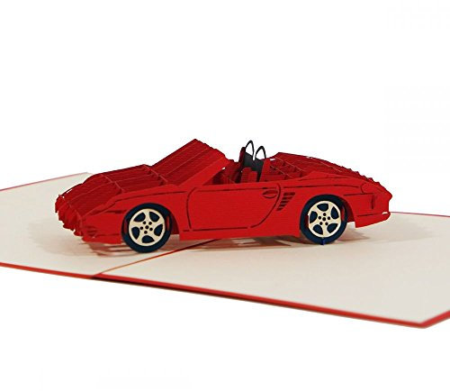 3D KARTE Sportwagen I Pop-Up Karte als Gutschein, Geburtstagskarte, Geldgeschenk, Glückwunschkarte I Klappkarte zum Führerschein