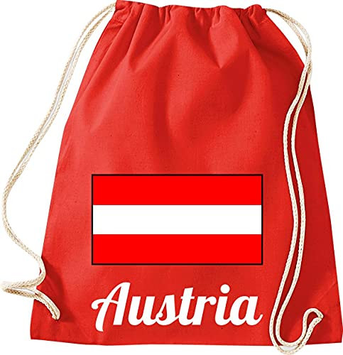 Shirtinstyle Gym Sack Turnbeutel Beutel Tasche Rucksack Land Austria Österreich, Farbe Rot