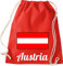 Shirtinstyle Gym Sack Turnbeutel Beutel Tasche Rucksack Land Austria Österreich, Farbe Rot