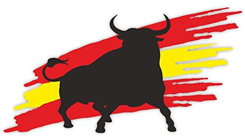 1 Sticker Stier Flagge I kfz263 I 20 x 10,5 cm groß I el Toro I Auto-Aufkleber I Wohnmobil Notebook Laptop I Spanien Espana Bulle I UV und wetterfest