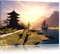 Pixxprint beeindruckender asiatischer Tempel an Fluss, Größe: 120x80cm, Leinwandbild, fertig gespannt, Wandbild, Dekoration, Kunstdruck, kein Poster