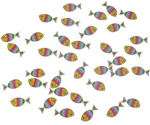 Floral-Direkt 36 Regenbogenfische bunt ca 3,5cm Fische Regenbogen Streudeko Kommunion Rainbow