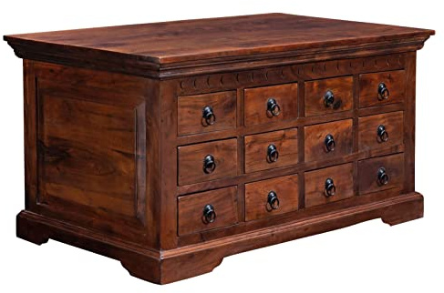 MASSIVMOEBEL24.DE | Oxford Couchtisch Akazie #321 - Verschiedene Größen und Farben, Farbe:Dunkelbraun lackiert, Größe:100x60 cm