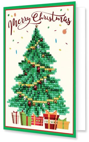 Diamond Dotz DDG-014 Grußkarte Weihnachtsbaum, ca. 12,6 x 17,7 cm groß, funkelnde Klappkarte mit Diamanten zum Verschenken, inklusive Briefumschlag