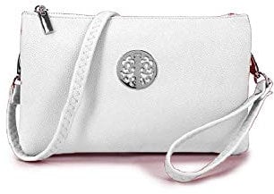 Long & Son Women's Medium Clutch, Wristlet, Shoulder,Cross-Body Bags 23321 (White)