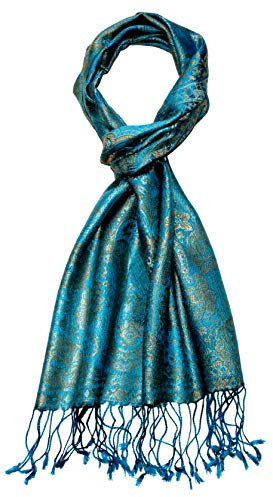 Lorenzo Cana Seidenschal für Männer Schal 100% Seide gewebt Herrenschal elegant Paisley Muster Türkis Gold 786461177