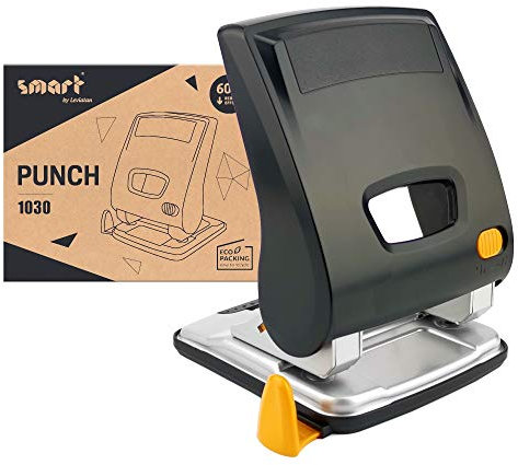 smart by Leviatan Locher 30 Blatt - Locher 1030 Ideal für Papierformate A4, A5, A6, Folio – 60 Prozent Reduzierter Kraftaufwand - Locher für Schule, Bürolocher, Moderner Look