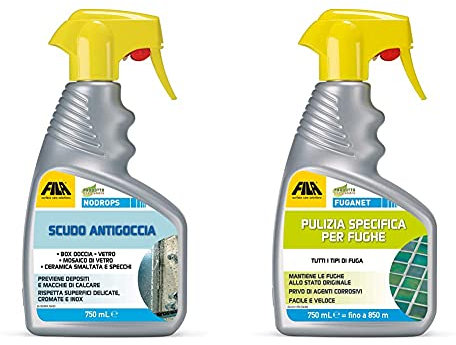 FILA Surface Care Solutions Nodrops, Scudo Antigoccia, 750 Ml & Fuganet, Pulizia Specifica Per Fughe, 750Ml, 750 Ml