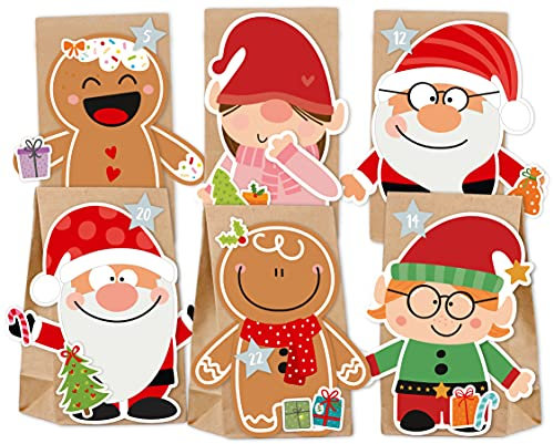 KuschelICH Adventskalender zum Befüllen Team Santa - mit Stickern und Adventskalenderzahlen zum Gestalten und selber Basteln (Team Santa)
