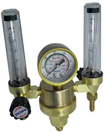 Valvula de Doble Salida de Cobre Reguladora de Botella de Gas Argón Soldadura MIG TIG 180 x160mm