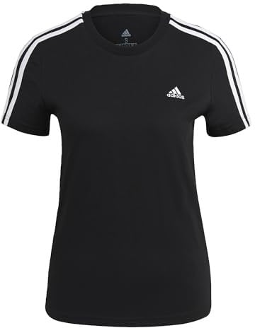 adidas Femme Essentials Slim 3-Stripes Tee T-Shirt,Black / White,M Taille Petite