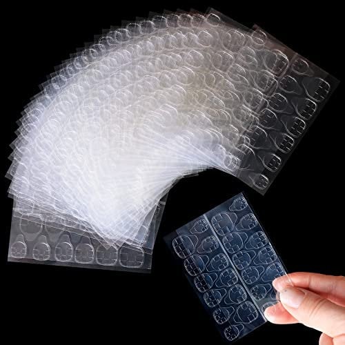 Sularpek 30 Feuilles 720 Pièce Autocollants à Ongles Double Face, Autocollant à Ongles Double Face Transparents, Onglet Adhésif Ongles Imperméable, pour Décoration à Ongles