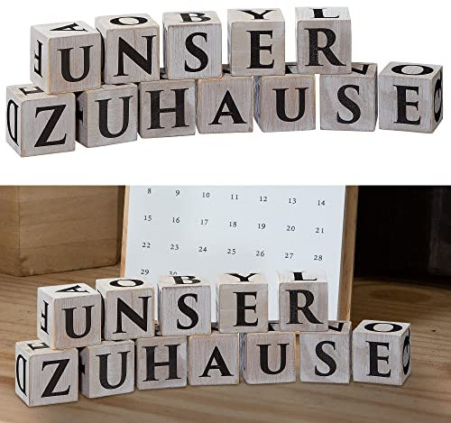 Letterblock Buchstabenblöcke │16 Würfel 4x4cm Holz bedruckt │ Buchstaben Schriftzug