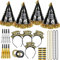 HOWAF Silvester Accessories Foto Requisiten – 24 Stück Happy New Year Haarreif Silvester Partyhüte Luftschlangen Tröten und Halskette für Kinder Erwachsene Neujahrdeko Silvester deko 2025 Party Set