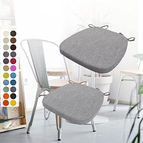 2er Set Stuhlkissen 40x38x3cm mit Bändern,Waschbare Sitzkissen Rutschfest,Stuhlauflage Stuhlpolster Sitzkissen,Abnembar Bezug Mit Reißverschluss,Ideal für Zuhause Büro Küche Esszimmer,Dunkelgrau