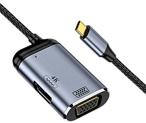 NFHK USB-C Tipo C a HDMI VGA Converter HDTV Display Multiport Adapter 4K 60hz 1080p con porta di alimentazione PD femmina 100W