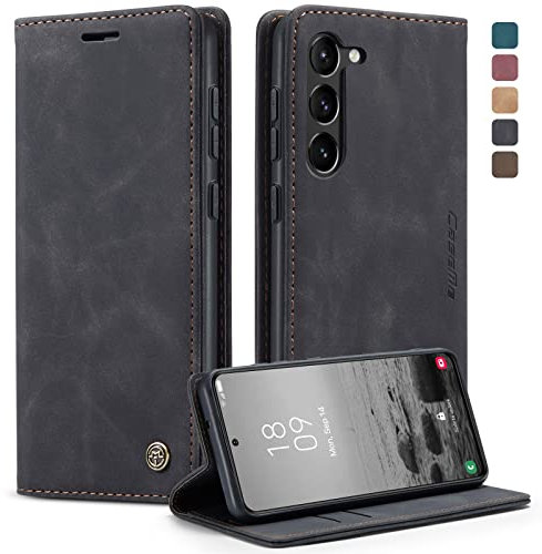 KZB Handyhülle für Samsung Galaxy S23 5G Hülle Premium Lederhülle Klappbar Flip Case Tasche Magnet Kartenfach Standfunktion Schutzhülle für Samsung Galaxy S23 5G 6,1'' - Schwarz